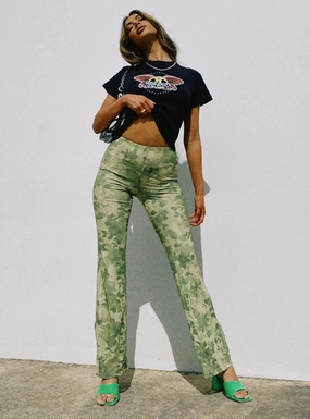 Day-to-Day Wear Sporty Fit Design Motel Heny Trouser Blurred Floral Green