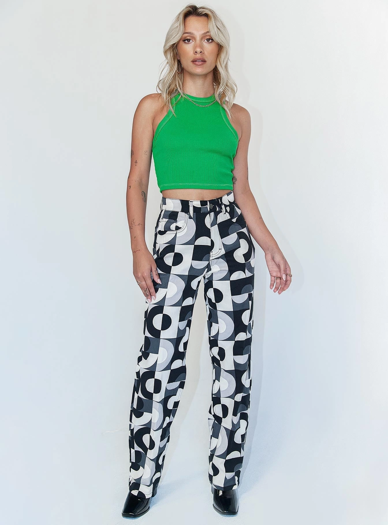 Motel Parallel Jeans Retro Optic Spot Morning Stroll Professional Wear Brunch Outfit High Durability