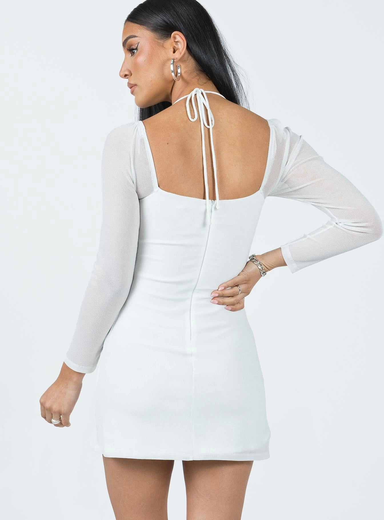 Stassie Mini Dress White Elegant Silhouette Vibrant Hue