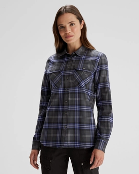 Women's Carrillon HF Long Sleeve Shirt  - Mountain Plaid Dark Night Solid Color