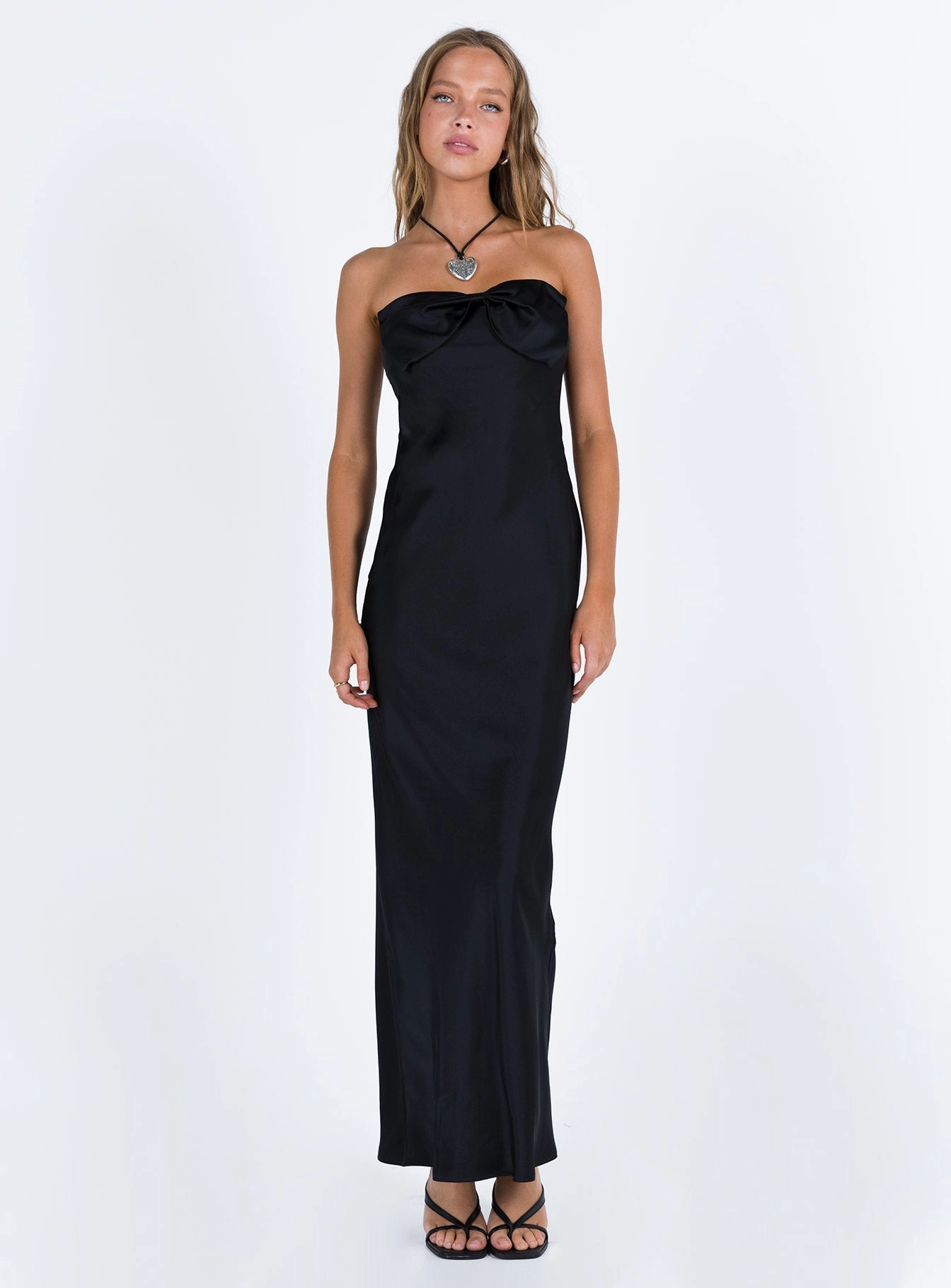 Kesy Bow Tie Maxi Dress Black Casual Mode