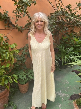 vacation look Saskia Stripe Dress Lemon