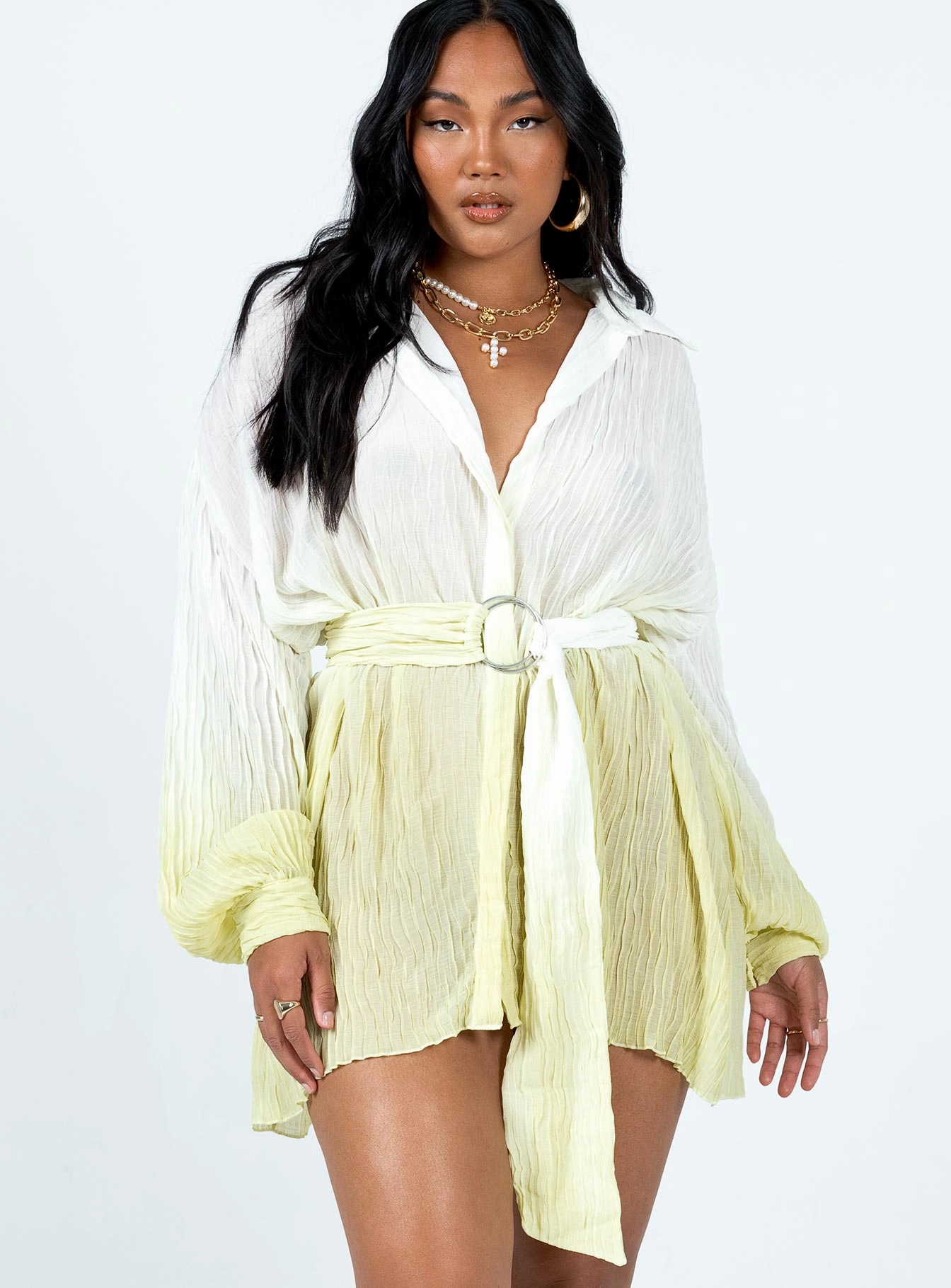 Tune In Shirt Dress Green Bold Elegance Minimalist fit-and-flare