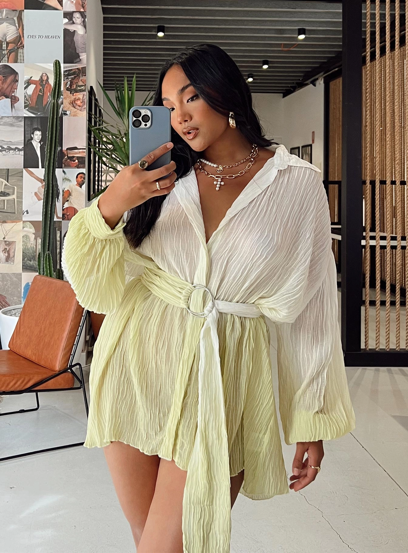 Chilly Day Wear Tune In Shirt Dress Green