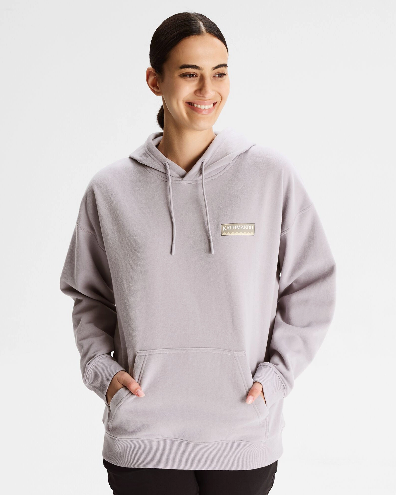 Comfort Knitwear Cozy Base Women's Heritage Logo Slouchy LT BB Hoodie - Light Haze