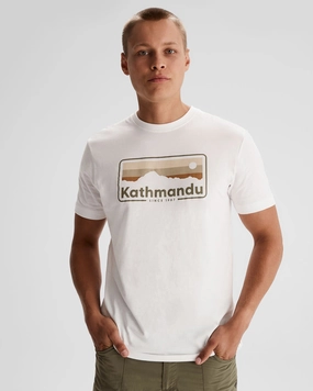 Men's Kathmandu Logo 70's Organic Cotton T-shirt - White Fresh Style Trend