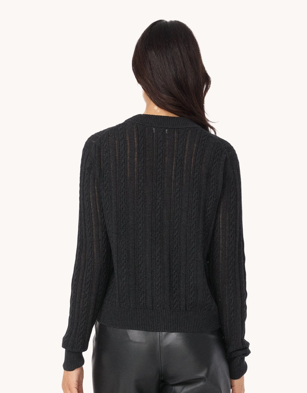 Unsubscribed Wool Silk Cable Cardigan Flexible Style Tagless Neck Finish