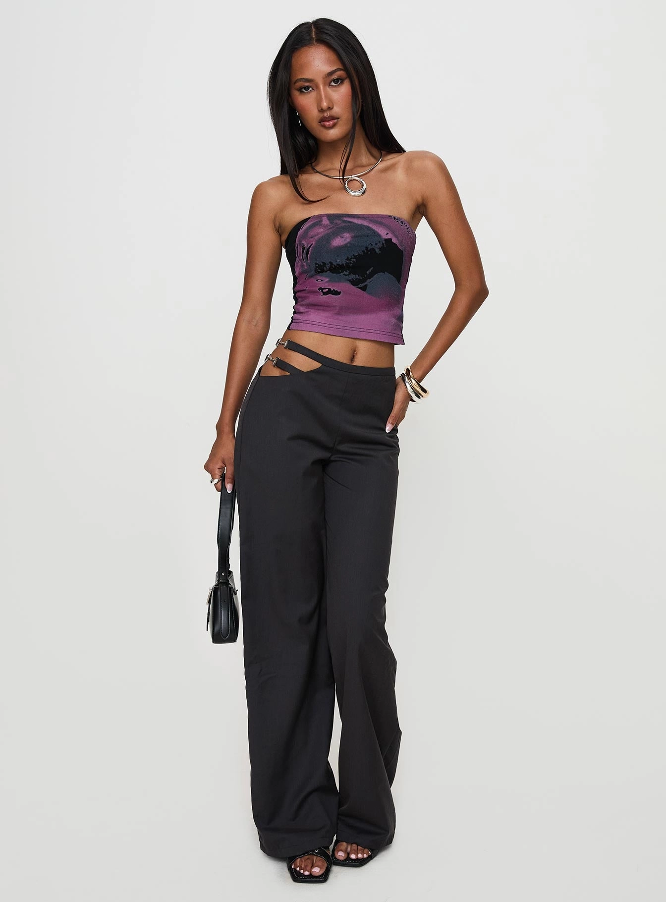 Nights Like This Cut Out Buckle Detail Pants Charcoal Sport Ready Practical Style