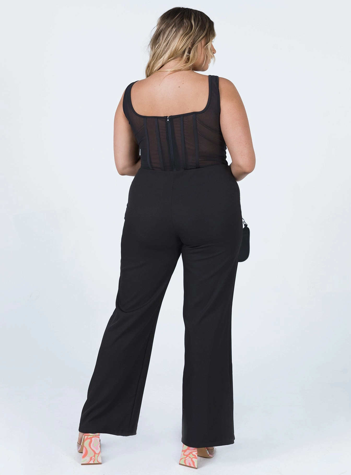 Non Tapered Leg Ripstop Texture Christie Low Rise Pants Black
