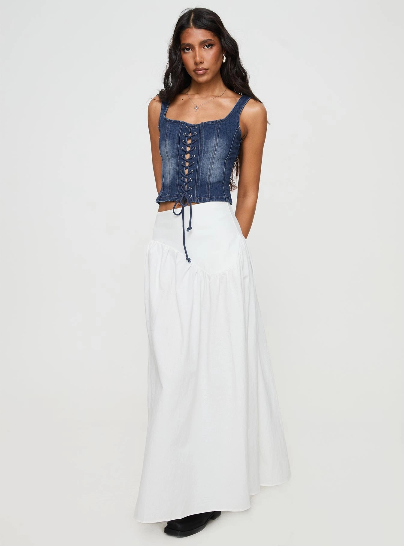 hypoallergenic material Cillie Maxi Skirt White