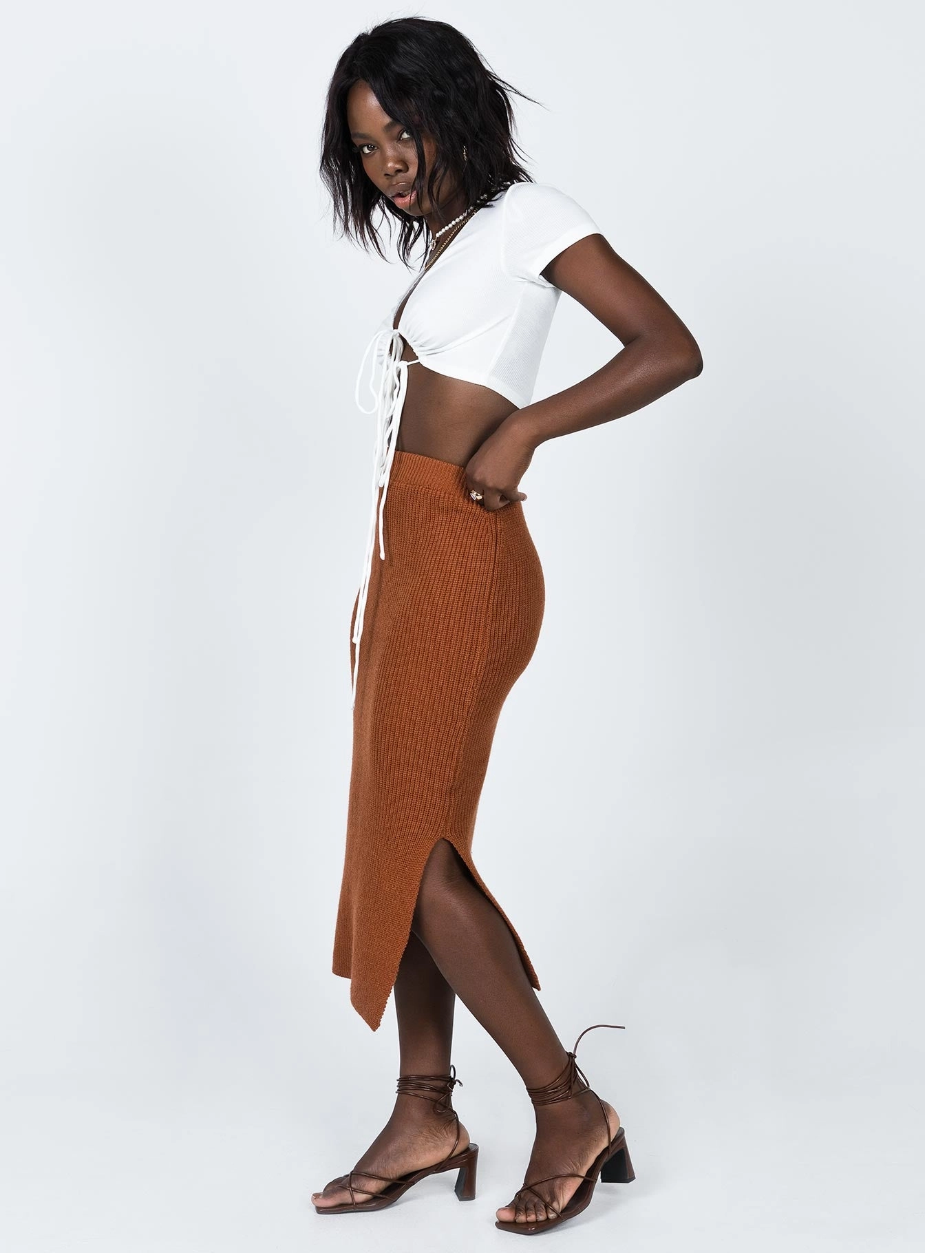Zanna Midi Skirt Brown Smooth Motion