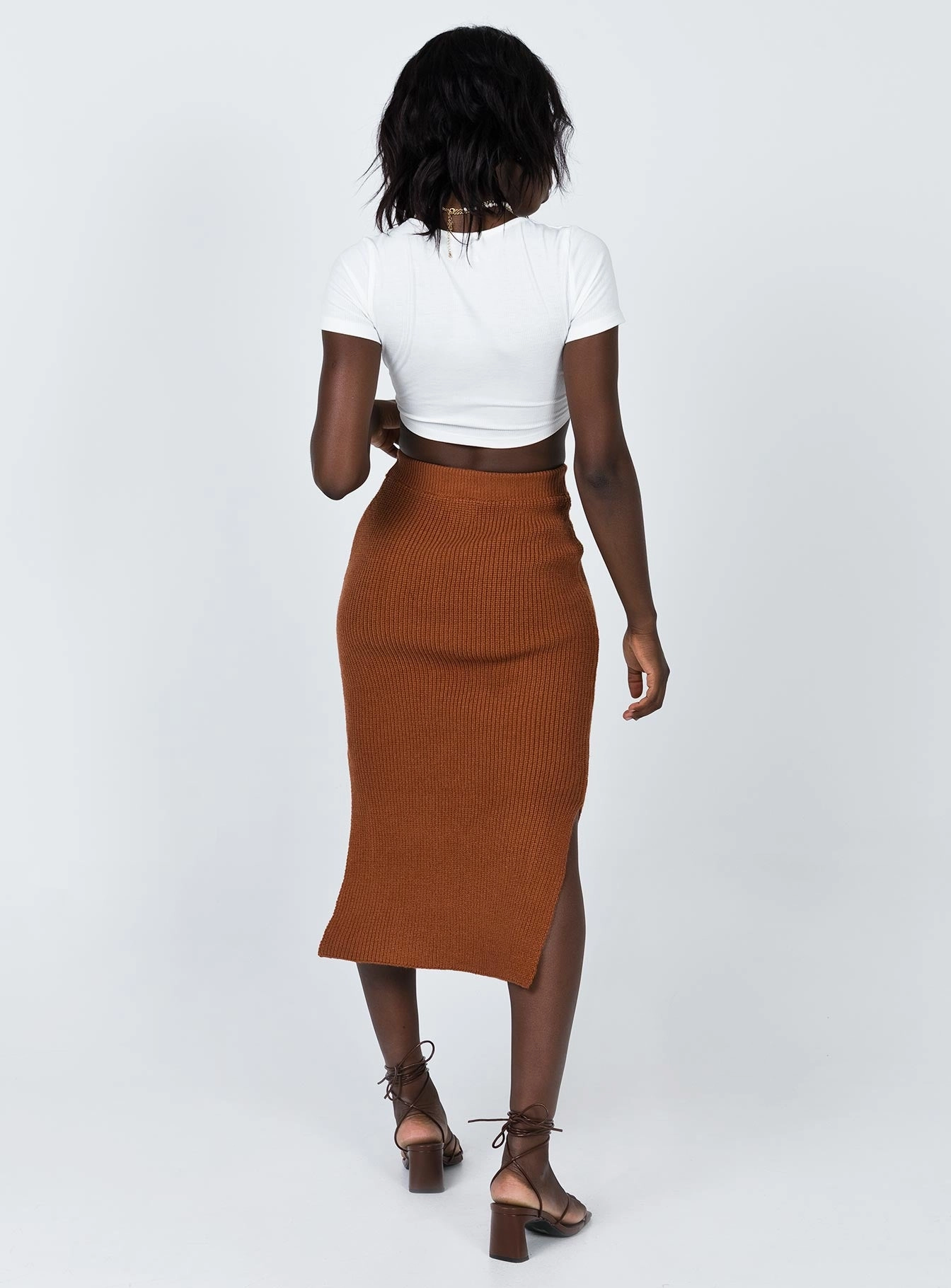 Zanna Midi Skirt Brown Holiday Travel
