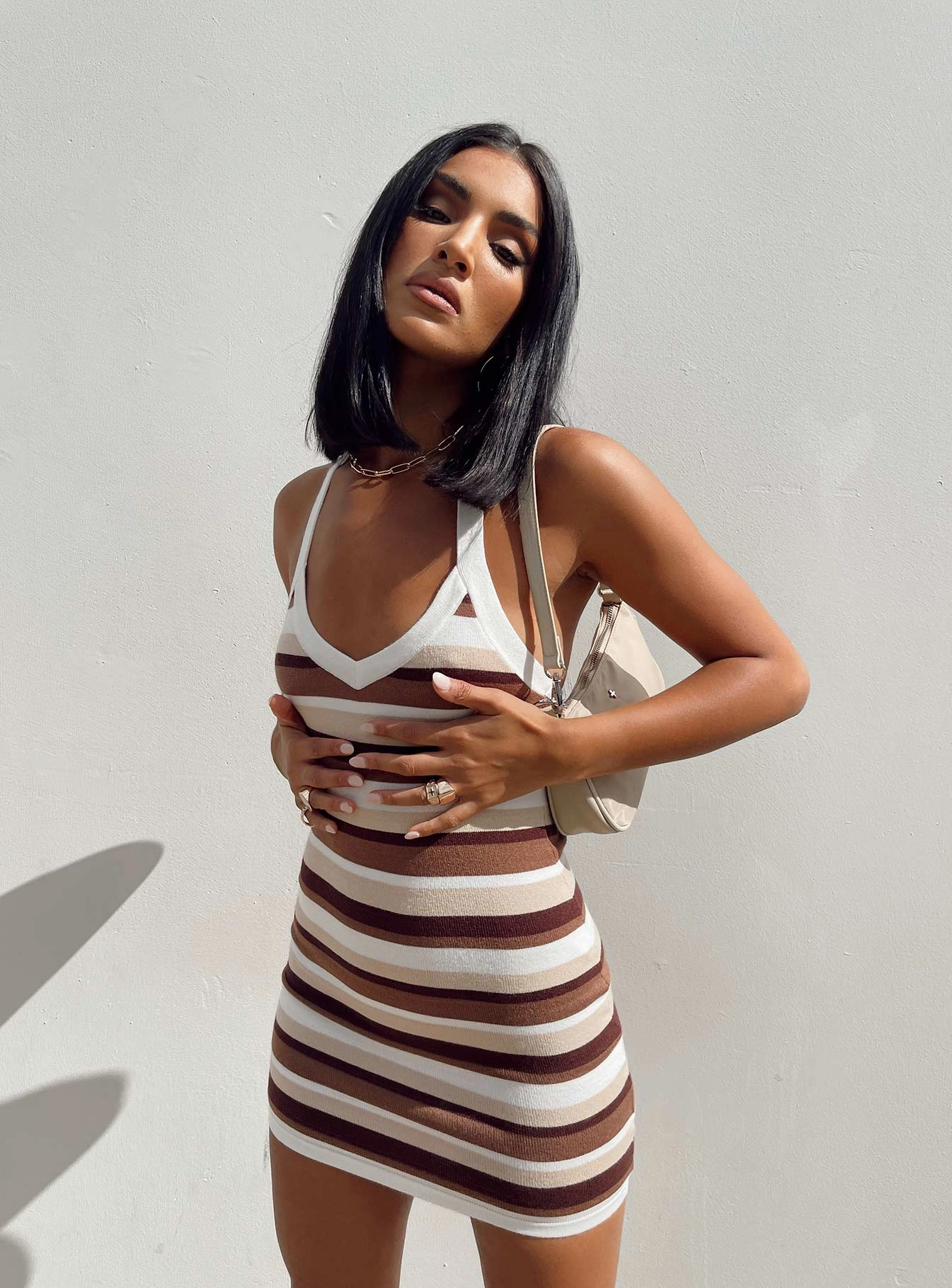 Front-Zip Back-Zip Ciro Mini Dress Brown