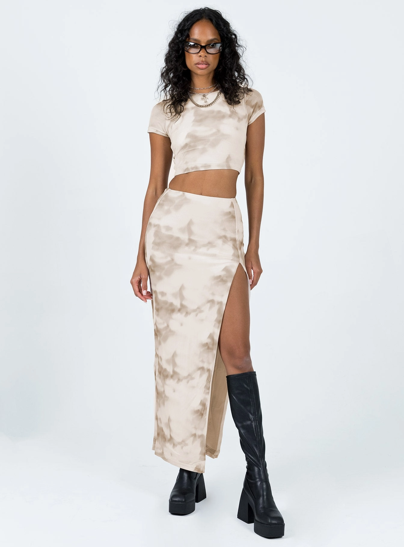 Rosie Mesh Set Beige Multi Neutral Wear Crisp Details