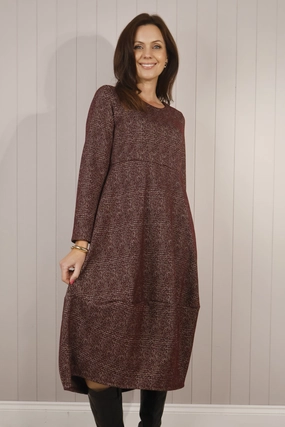Urban Favorite Trendy pick Clara Check Midi Dress Aubergine