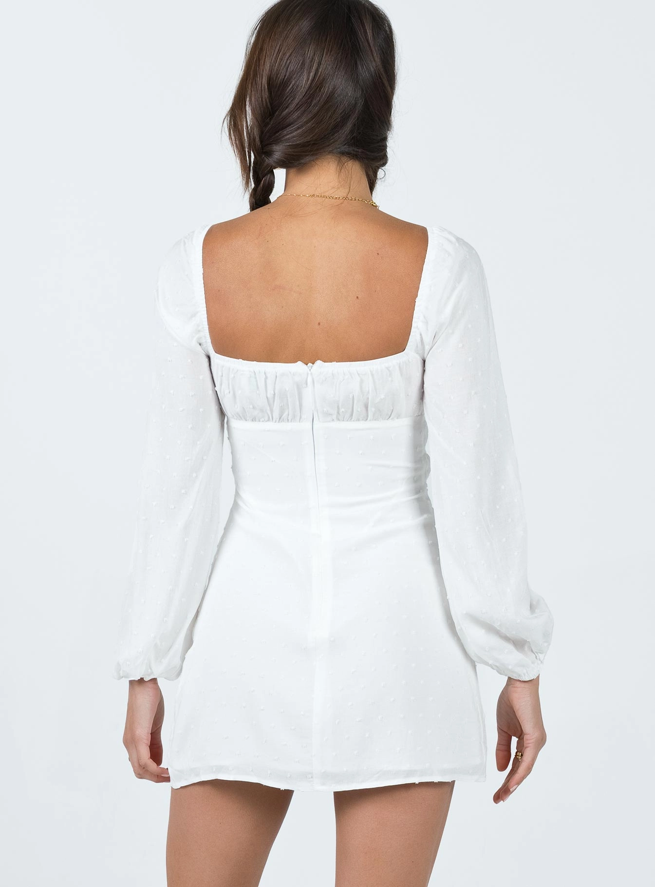 Loreli Long Sleeve Mini Dress White Care-Instructions-Included