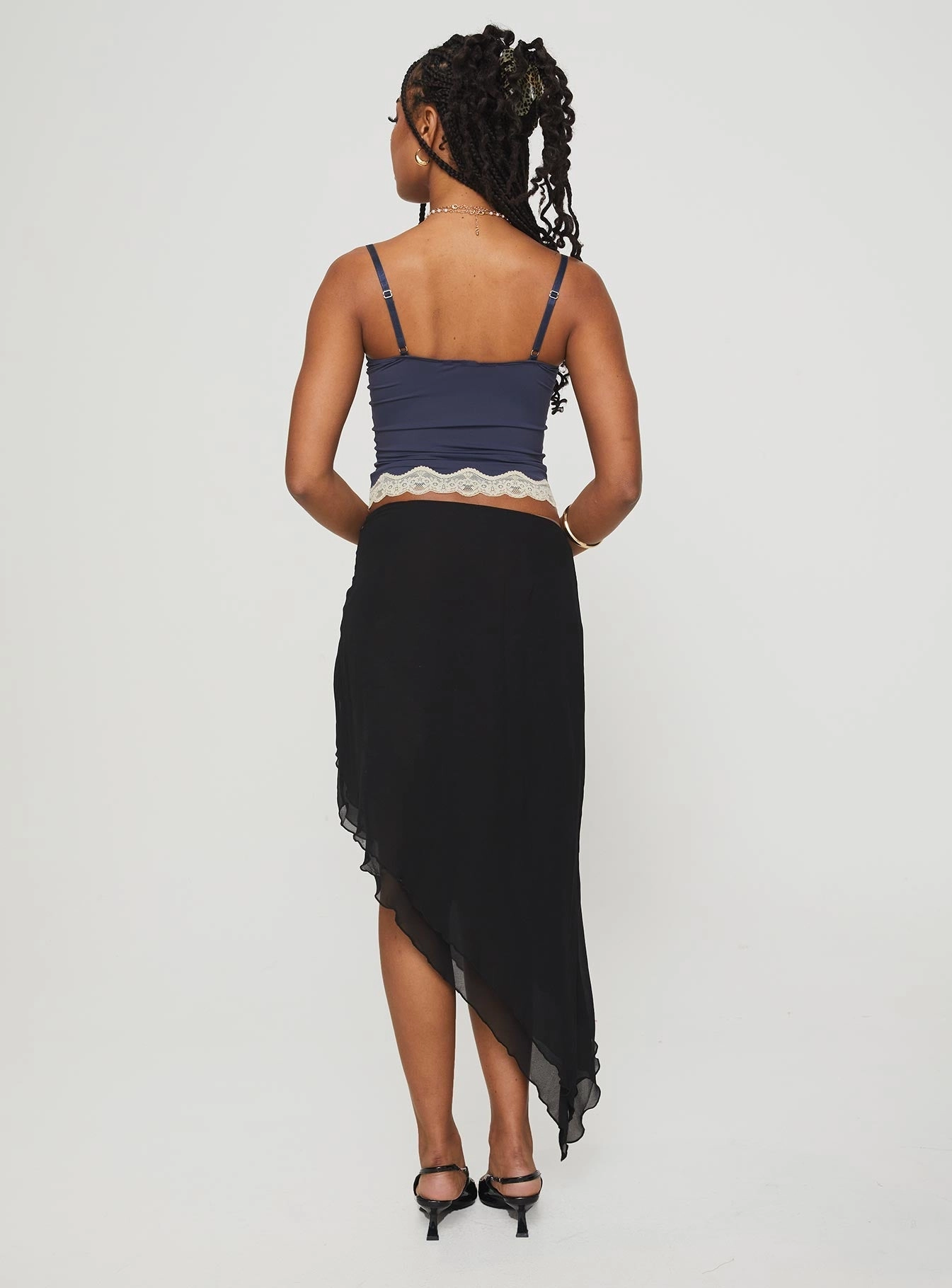 Light Edge Plus size option Canaan Asymmetrical Midi Skirt Black
