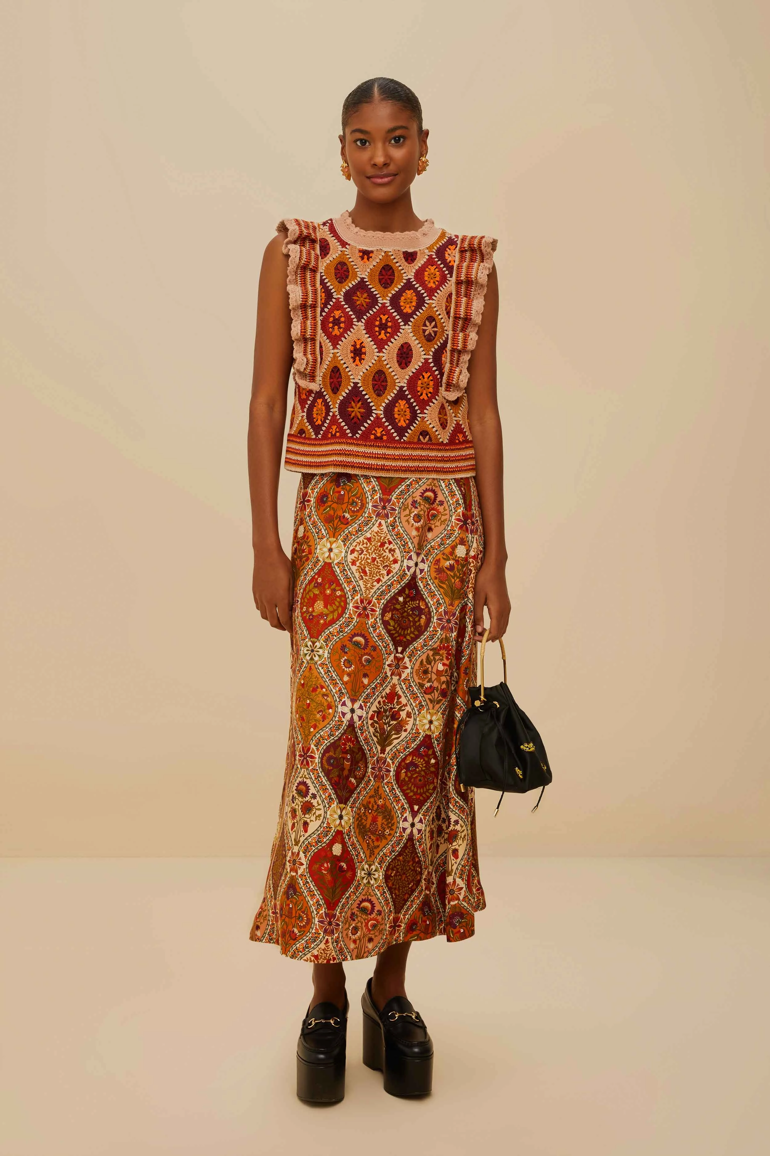 Weekend Fashion High Street Chic Multicolor Romantic Nature LENZING? ECOVERO? Viscose Midi Skirt