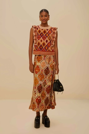 Weekend Fashion High Street Chic Multicolor Romantic Nature LENZING? ECOVERO? Viscose Midi Skirt
