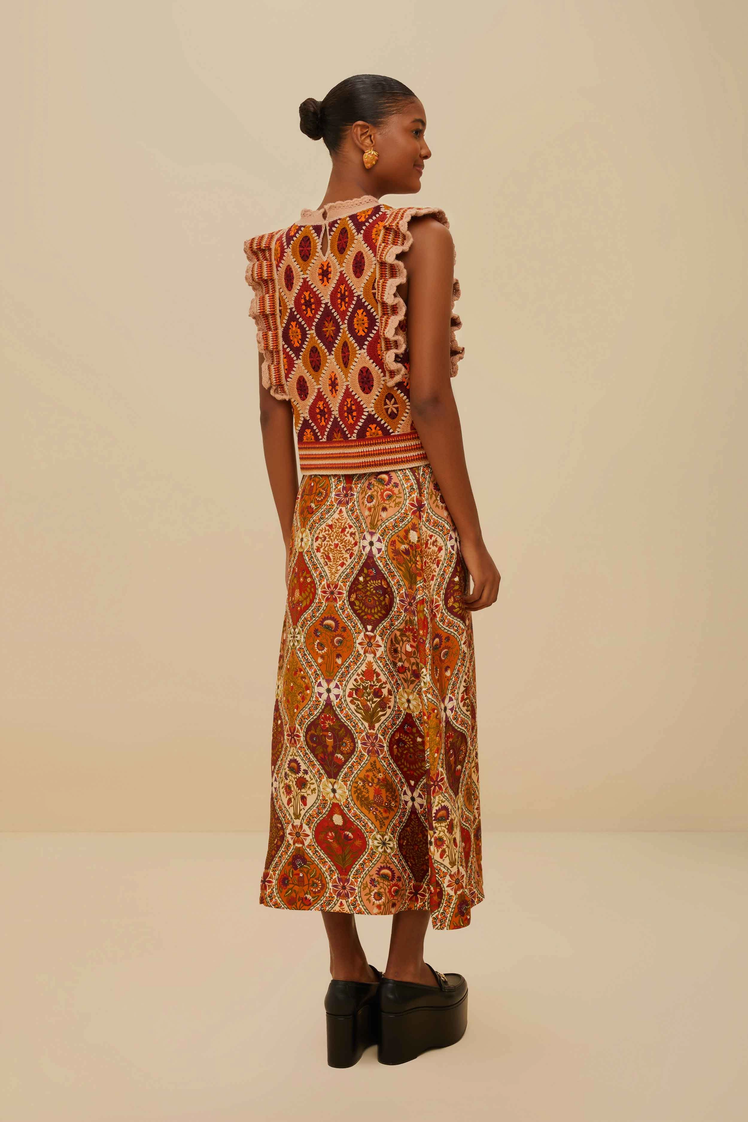 Outfit Display Multicolor Romantic Nature LENZING? ECOVERO? Viscose Midi Skirt