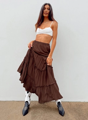 Miriah Maxi Skirt Brown Contemporary Brand