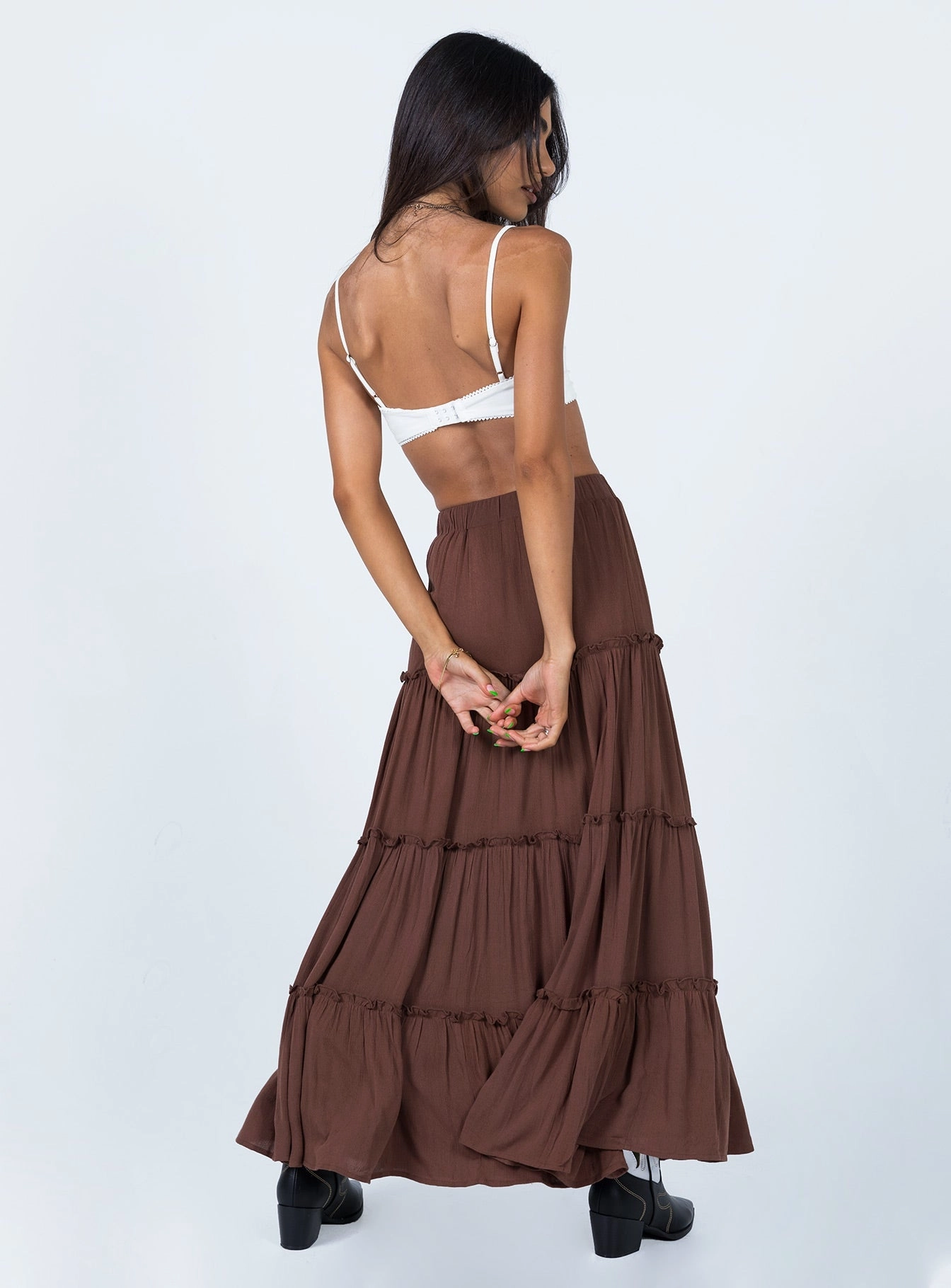 Miriah Maxi Skirt Brown Contemporary Brand Wrinkle Resistant Finish
