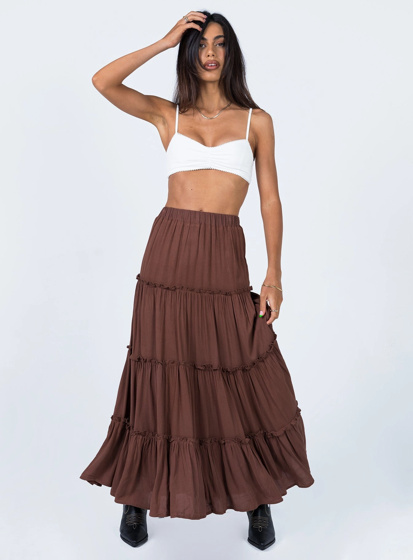 Mood Outfitboard Modern Tones Miriah Maxi Skirt Brown
