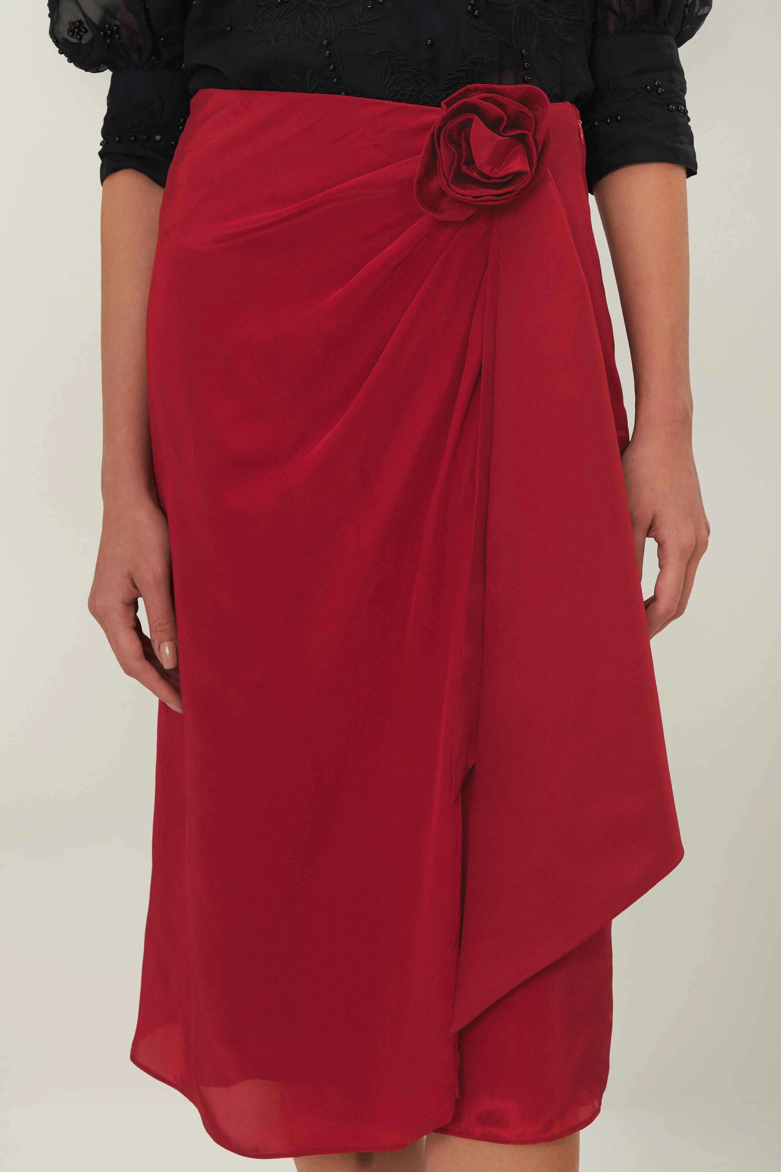 Weekend Favorite Red Midi Skirt