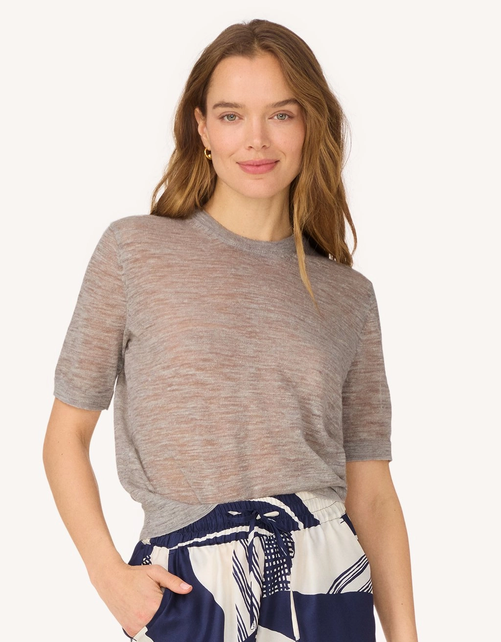 Non Restrictive Armhole Cozy Lining unsubscribed linen blend sweater tee