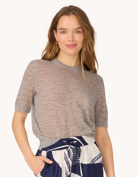 Non Restrictive Armhole Cozy Lining unsubscribed linen blend sweater tee