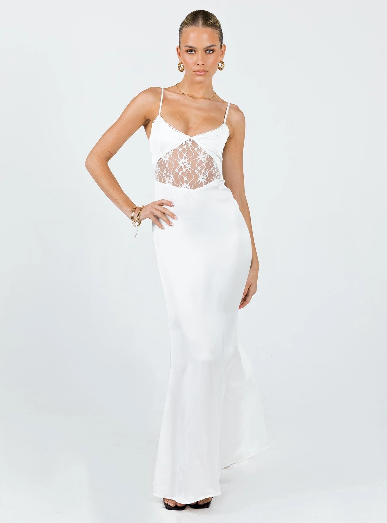Bold Pattern Modern Look Roselle Maxi Dress White
