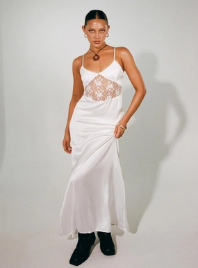 Roselle Maxi Dress White Halter-Neck Seamless Finish