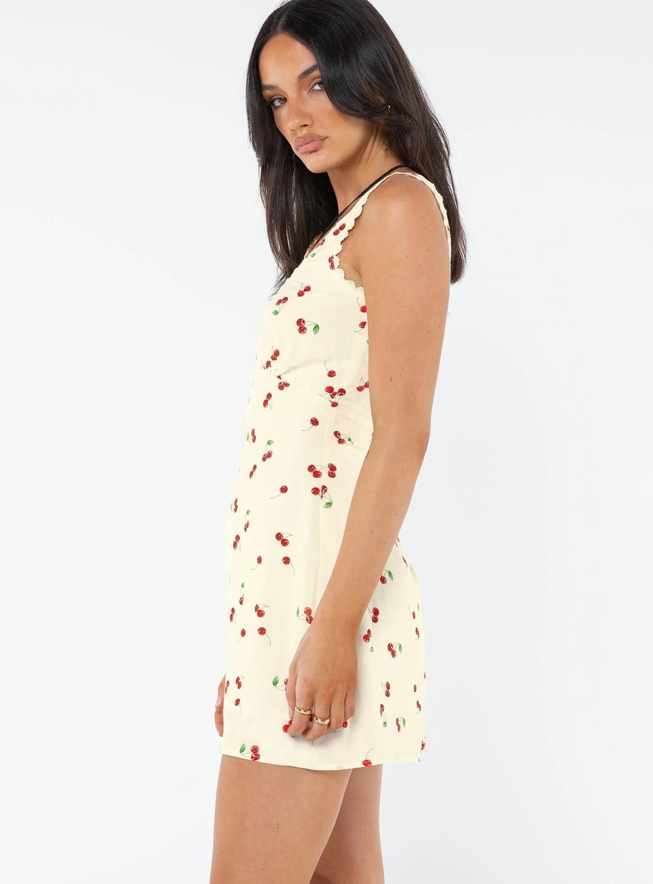 Casual Look Breathable-Lining Dasha Mini Dress Cherry