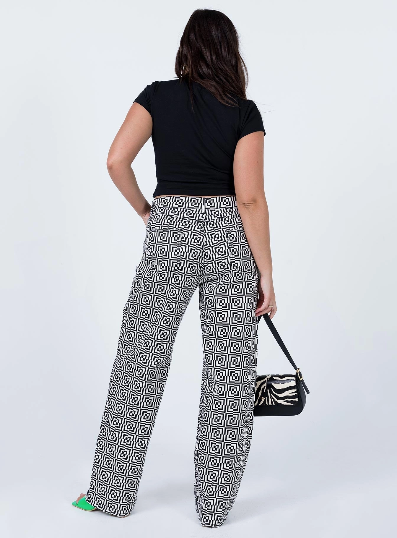 Rainy Day Vintage Lover Double Stitched Seams Motel Parallel Jeans Optic Square Black / White