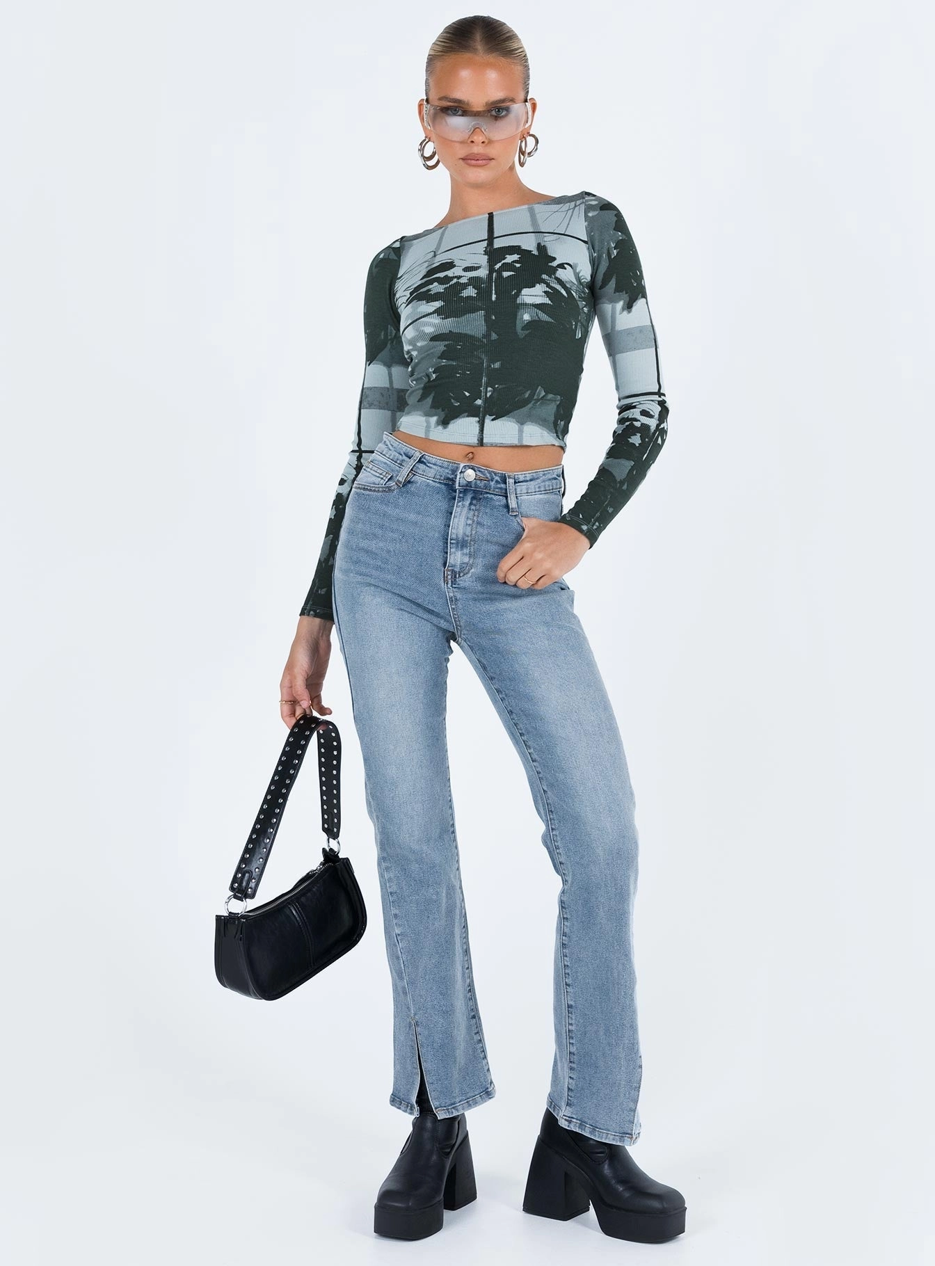Keels Flare Denim Jeans Circular Knit Construction