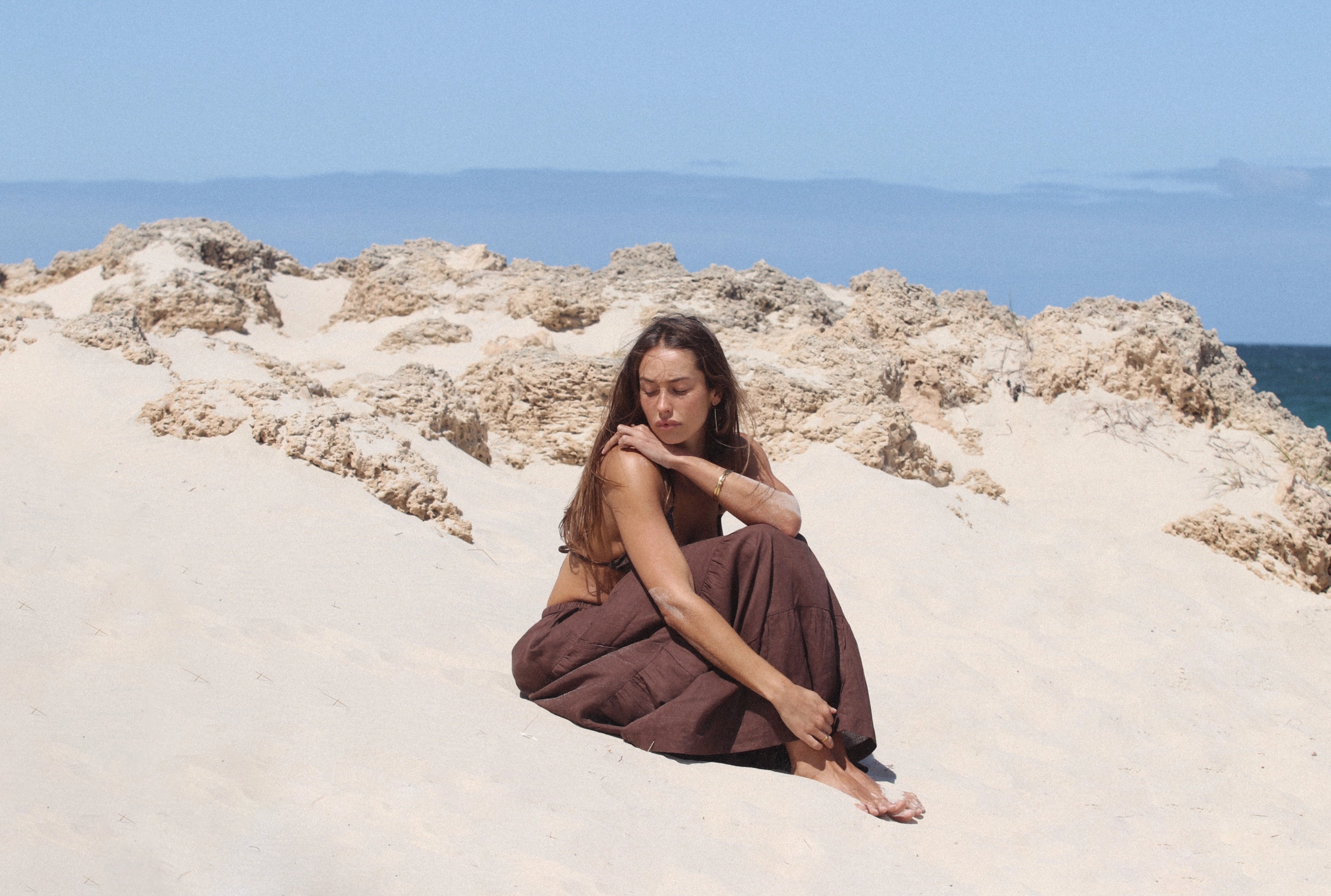 Classic Tiered Maxi Skirt Chocolate Minimal Vibe Celebrity Style