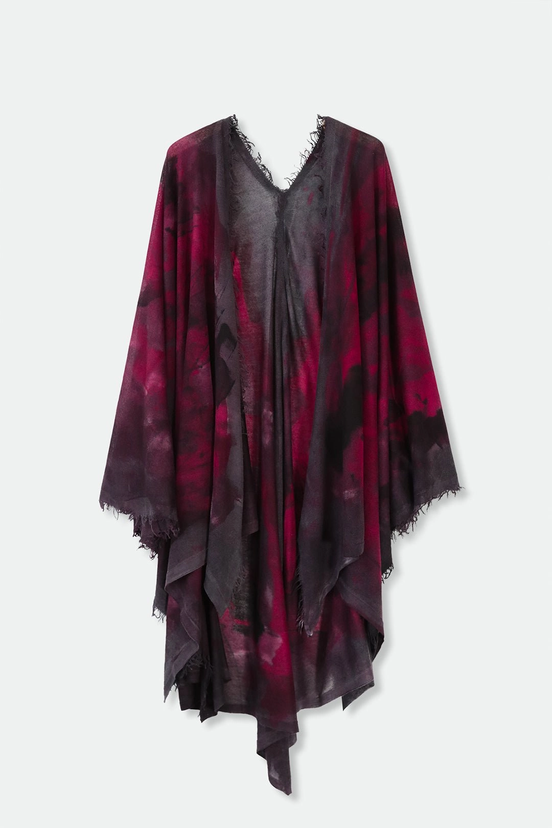 Stretchy Waistband Snuggly Knit ROSELLA HANDPAINTED CASHMERE CARDIGAN IN EVENING POPPY