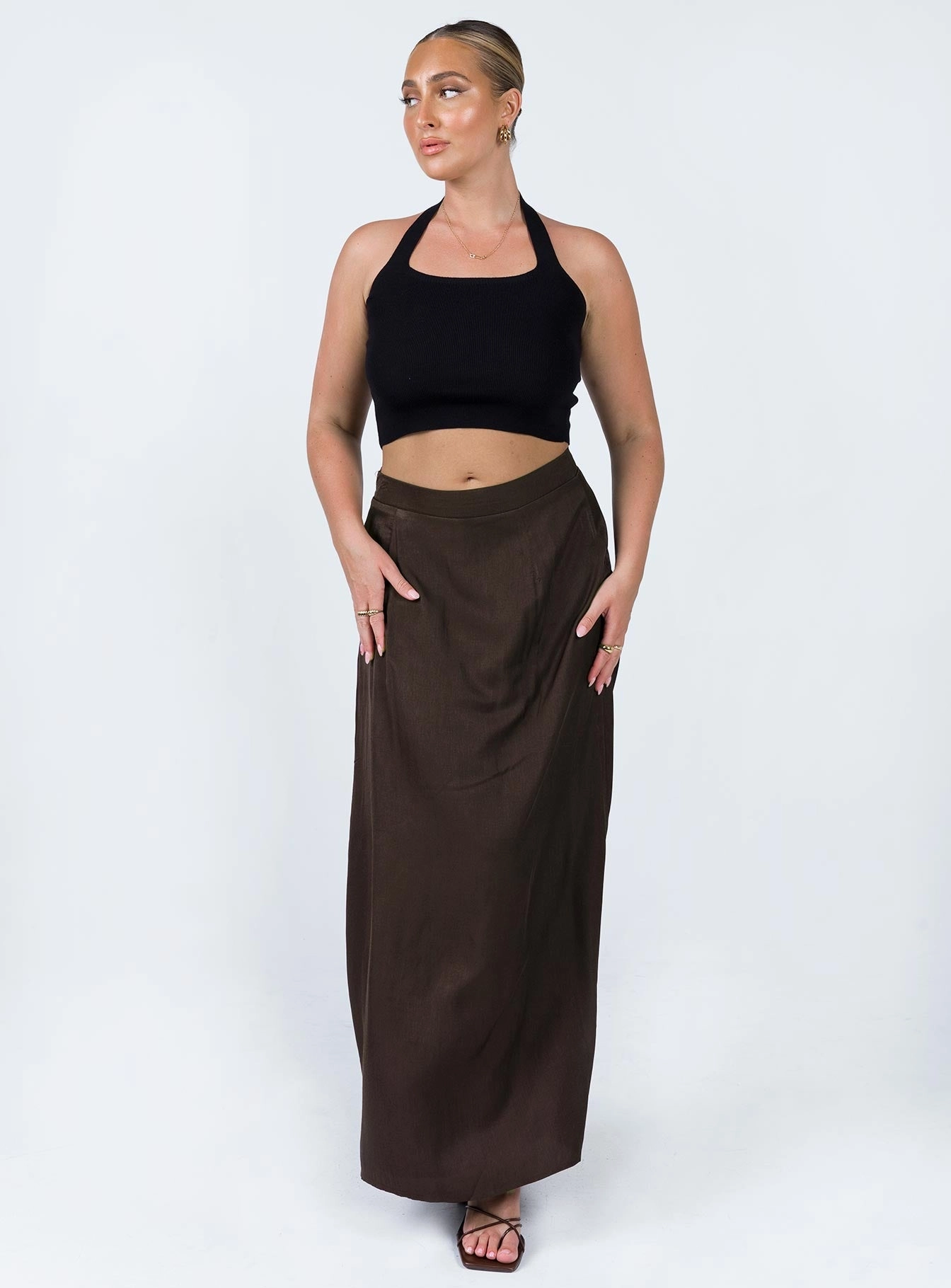 Baldwin Maxi Skirt Brown Hidden pockets
