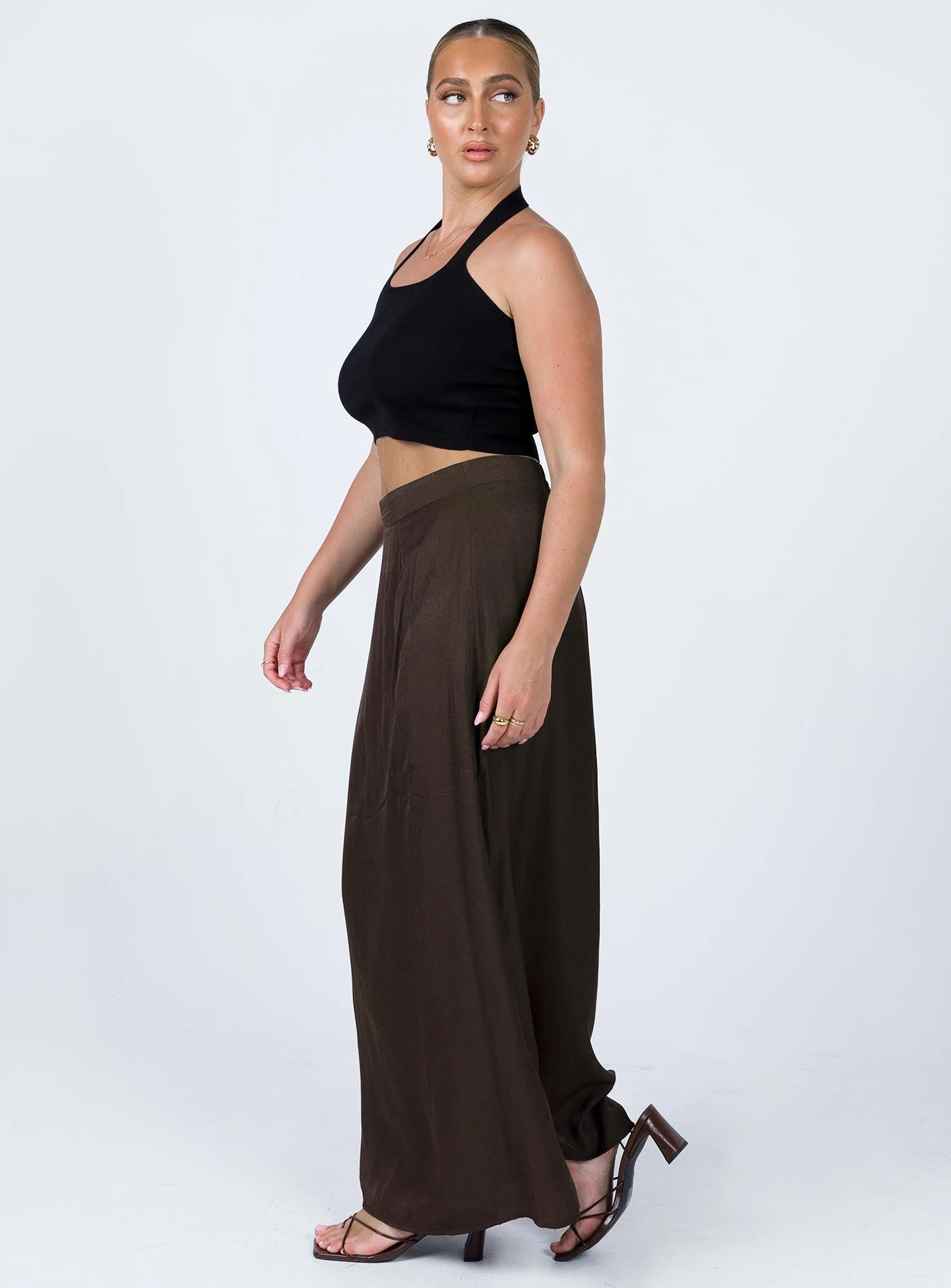 Lightweight Fabric Baldwin Maxi Skirt Brown