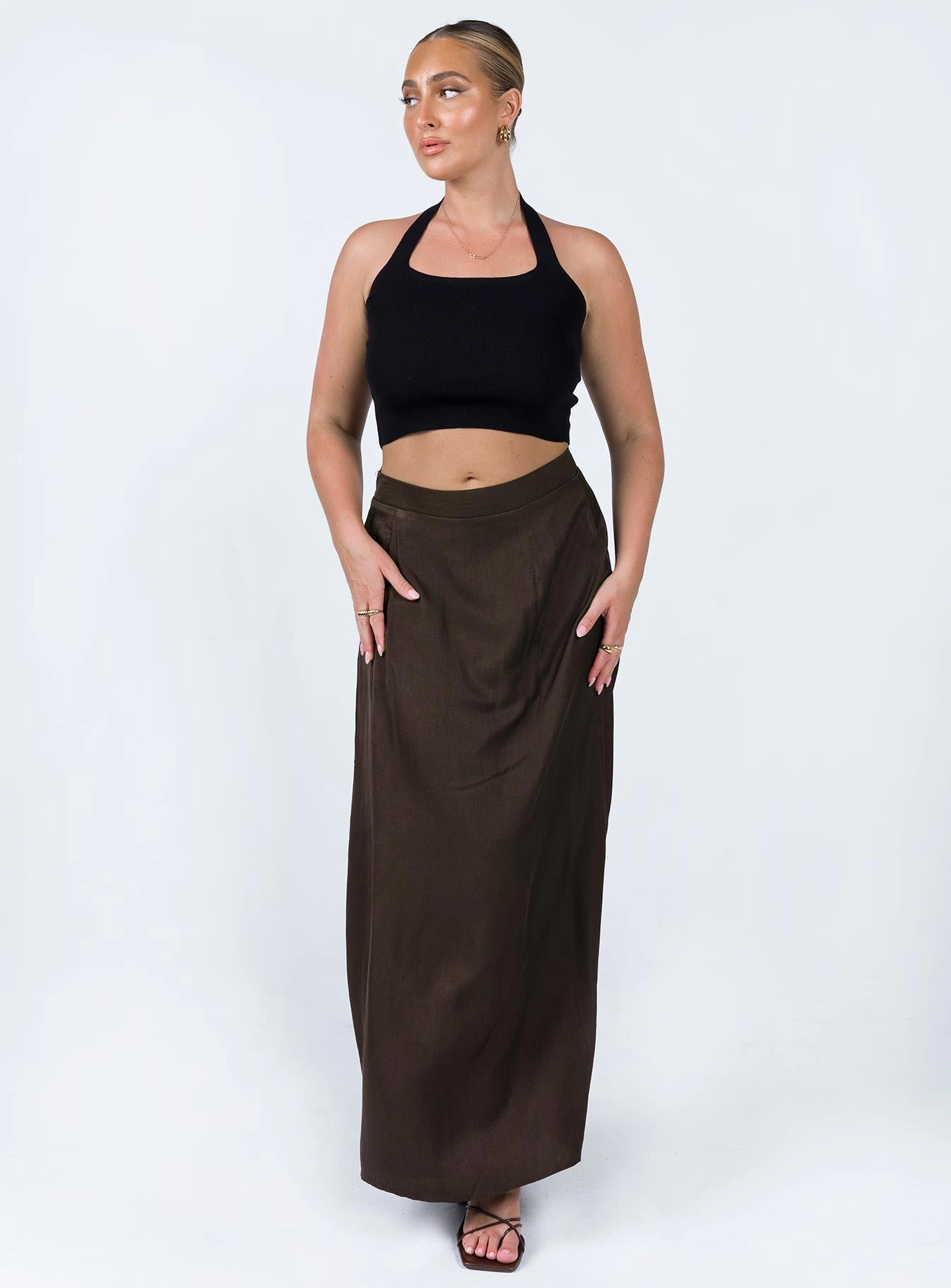 Matching Belt Baldwin Maxi Skirt Brown