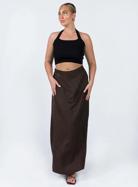 Baldwin Maxi Skirt Brown Hidden pockets