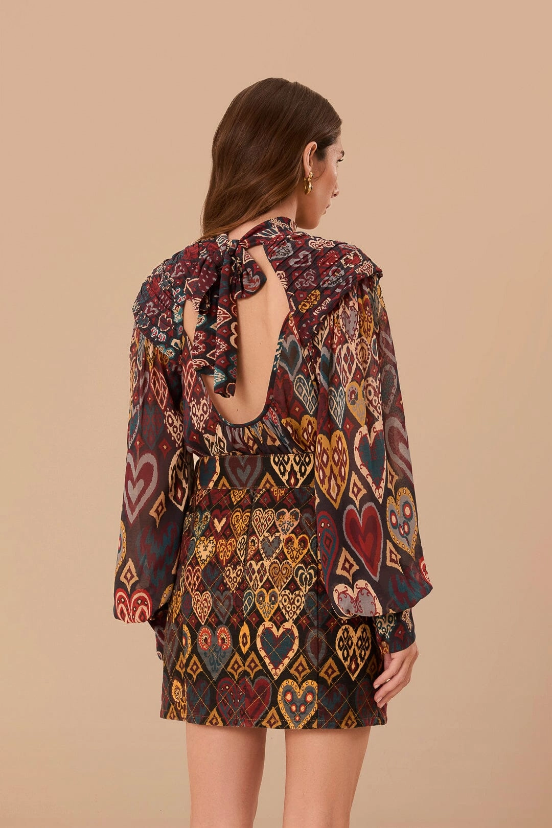 Black Hearts Ikat Mini Skirt Soft Styling Travel Vibes