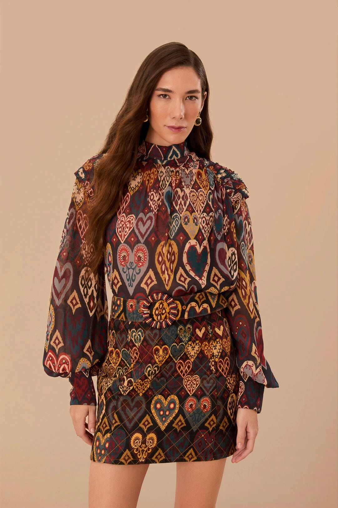 Wardrobe Hero Lightwear Look Black Hearts Ikat Mini Skirt