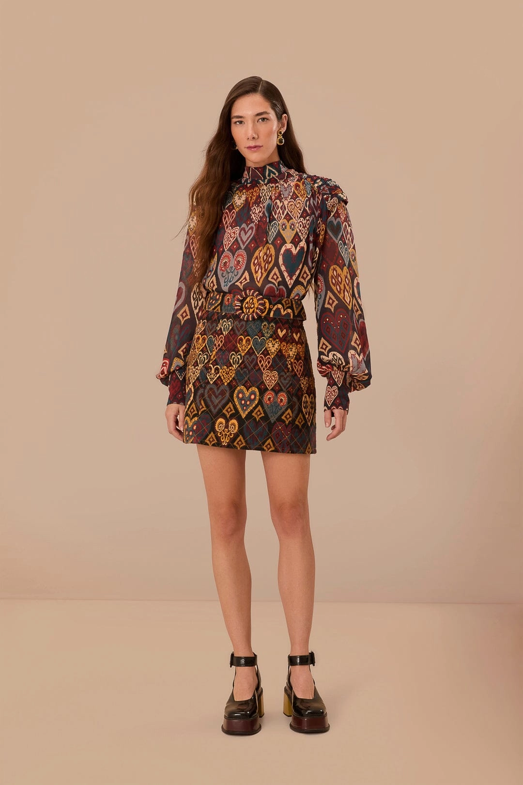 Black Hearts Ikat Mini Skirt Sleek Comfort