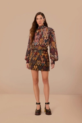 Black Hearts Ikat Mini Skirt Sleek Comfort