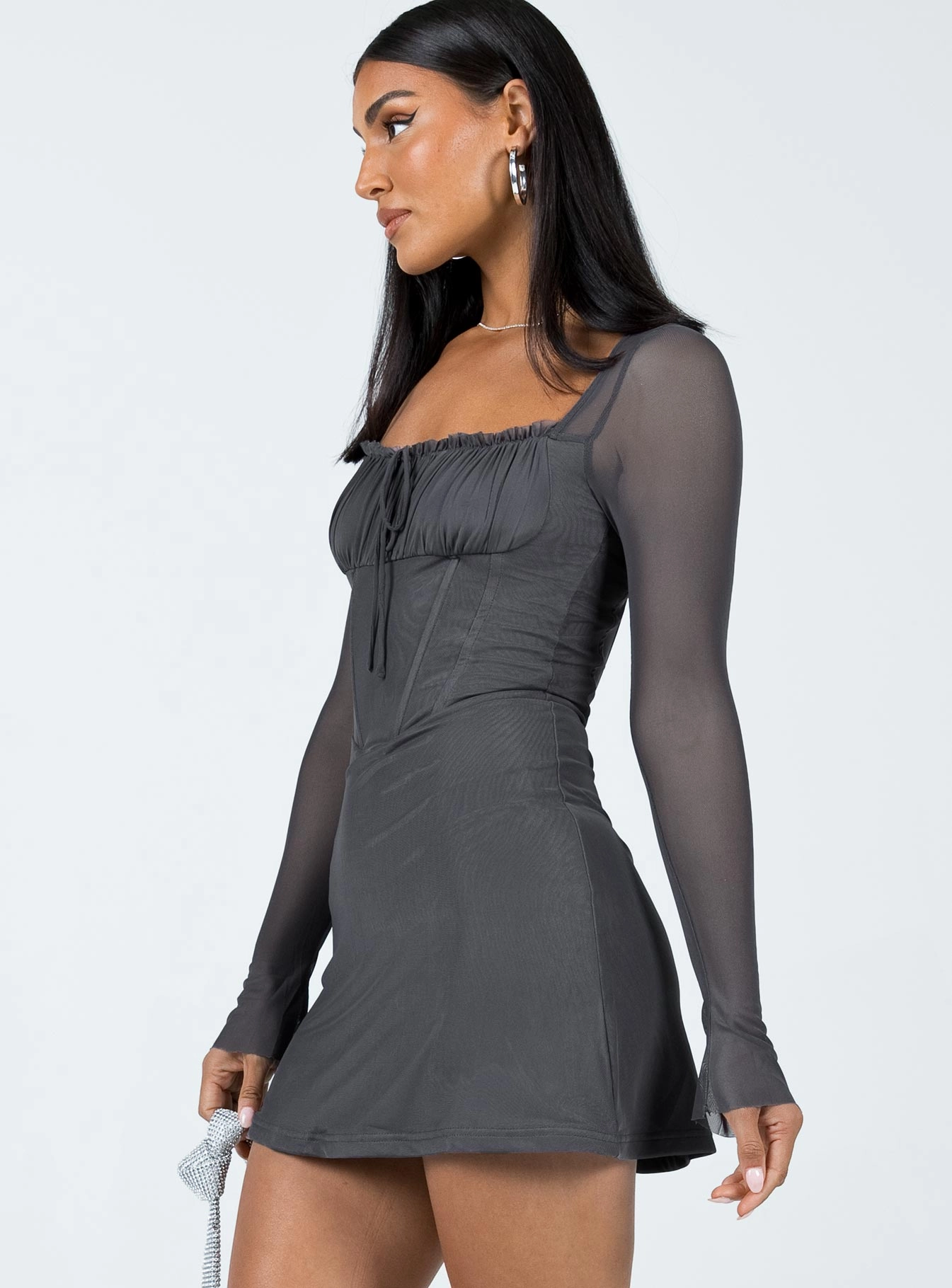 Clermont Corset Mini Dress Slate Grey Evening Ready