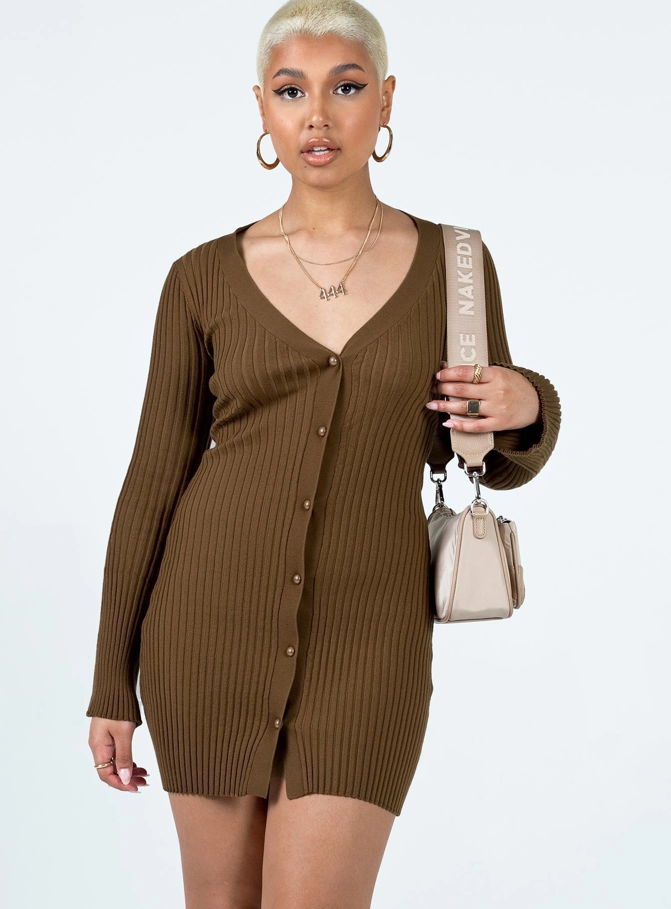 Refined Simplicity Lounge Style Arnie Mini Dress Brown