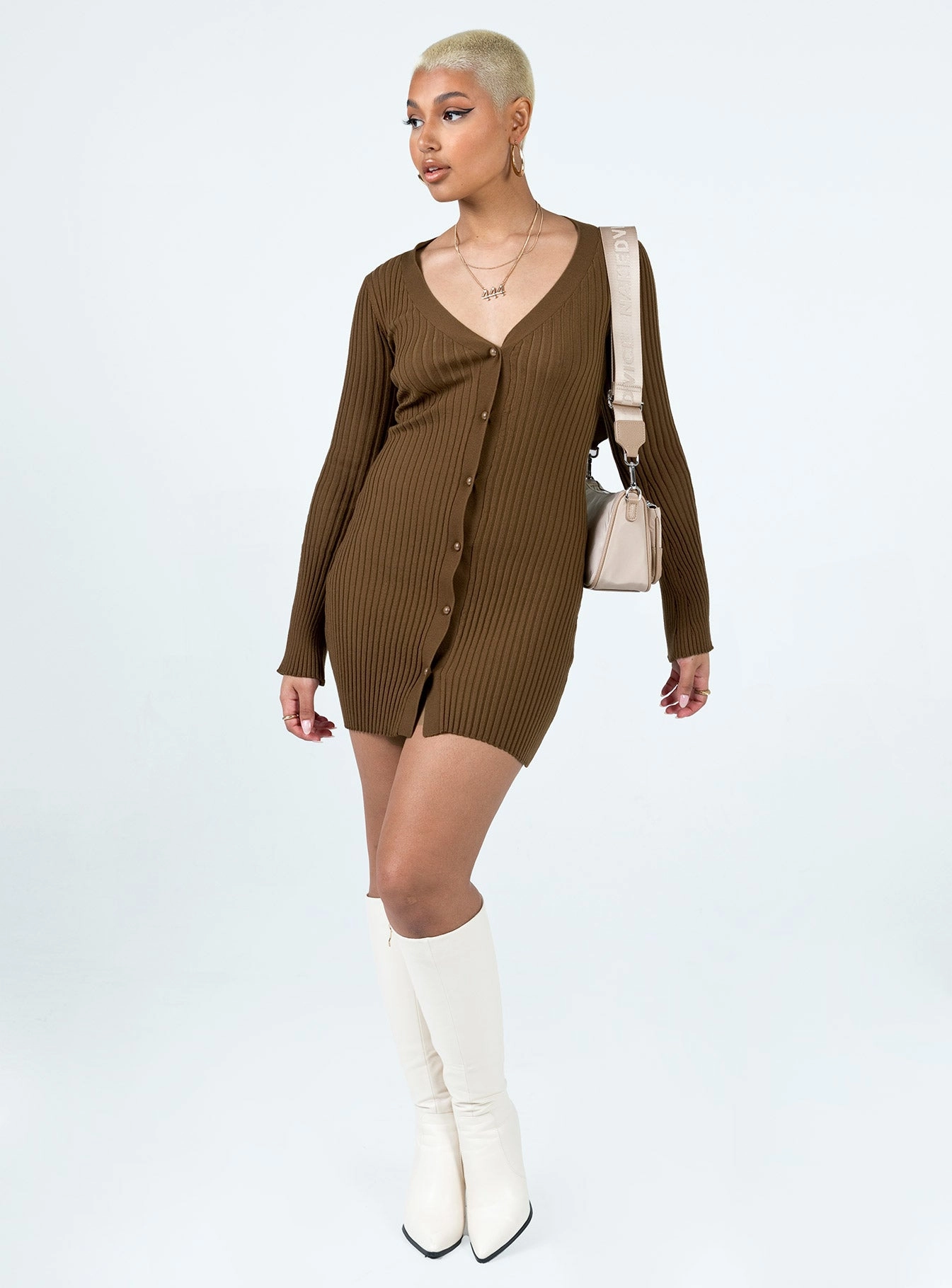 Arnie Mini Dress Brown Rose Flush