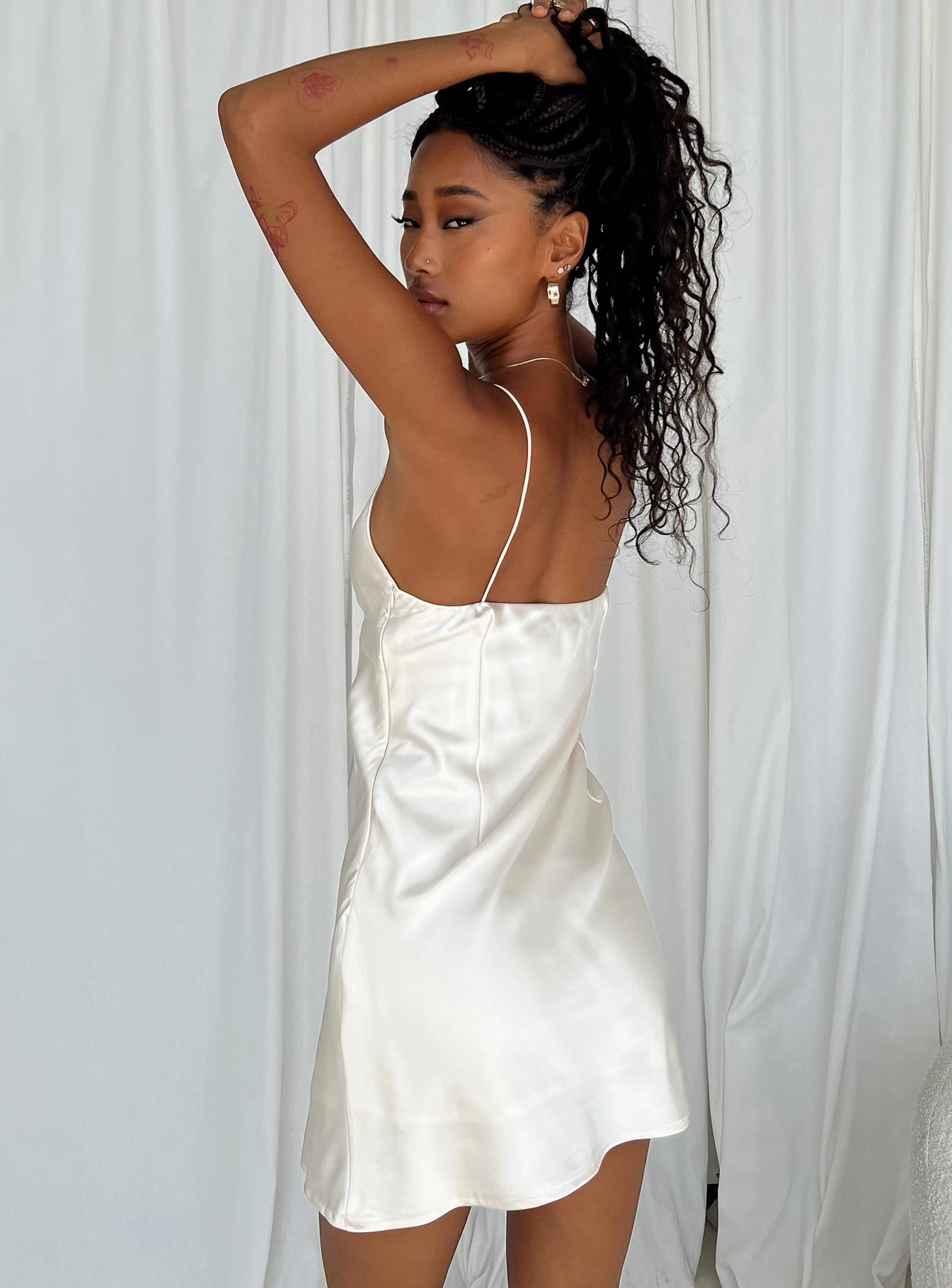 Marilyn Mini Dress Champagne Silky Form Smooth Line