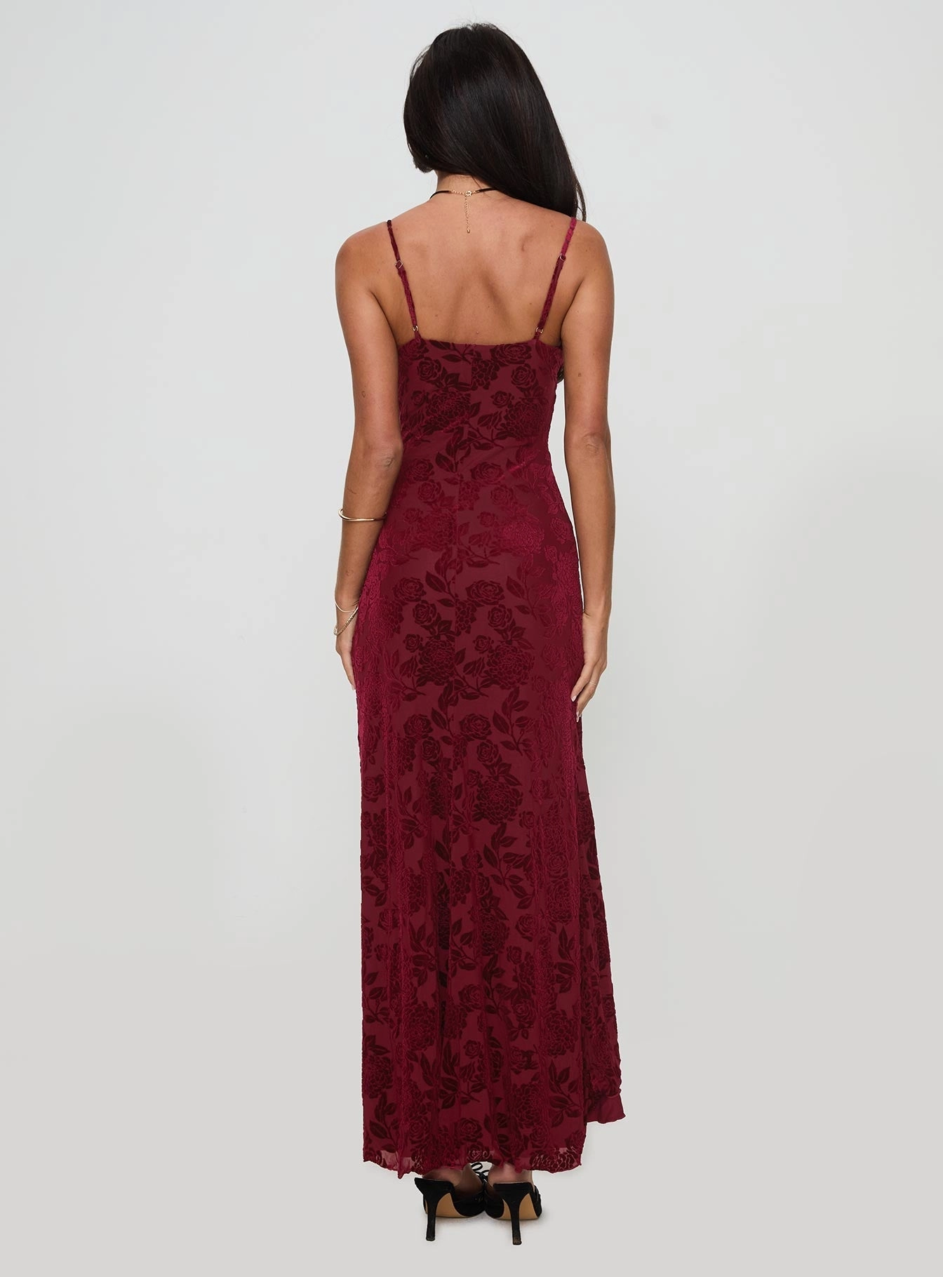 Soft Air Rumours Slippy Burnout Maxi Dress Burgundy